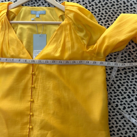 ANTONIO MELANI NWT Size M Yellow Relaxed Fit Balloon Sleeves Dressy Blouse - Picture 10 of 12